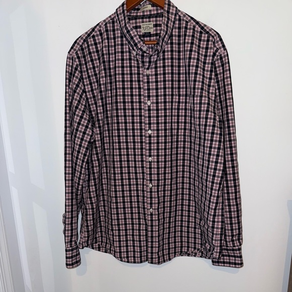 J. Crew Men’s Pink and Black Classic Stretch Button Down Shirt, sz XXL - Picture 2 of 10